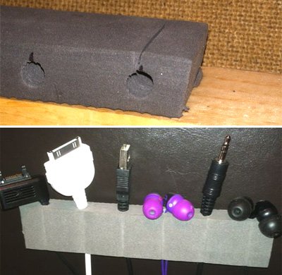 Поролоновый держатель под наушники, USB шнуры и другое