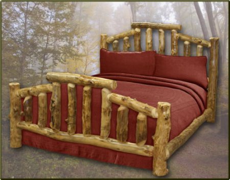 Деревянная кровать из веток дерева 