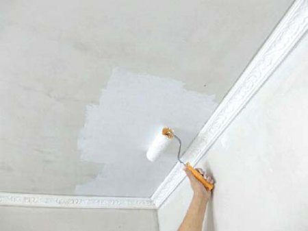 Окраска потолка водоэмульсионной краской 